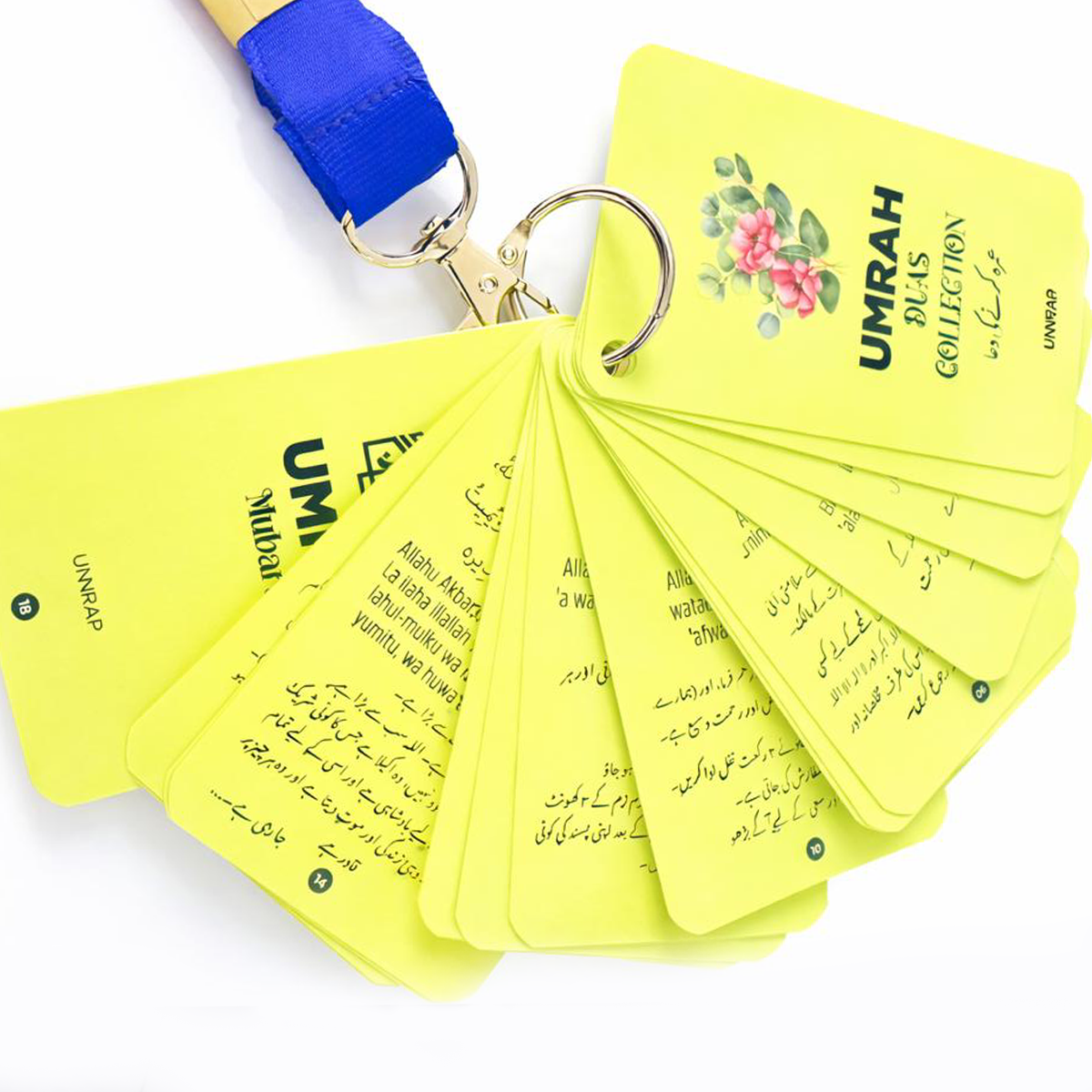 Umrah Dua Card with Lanyard | Step-by-Step Umrah Guide in English, Tamil, Malayalam & Urdu