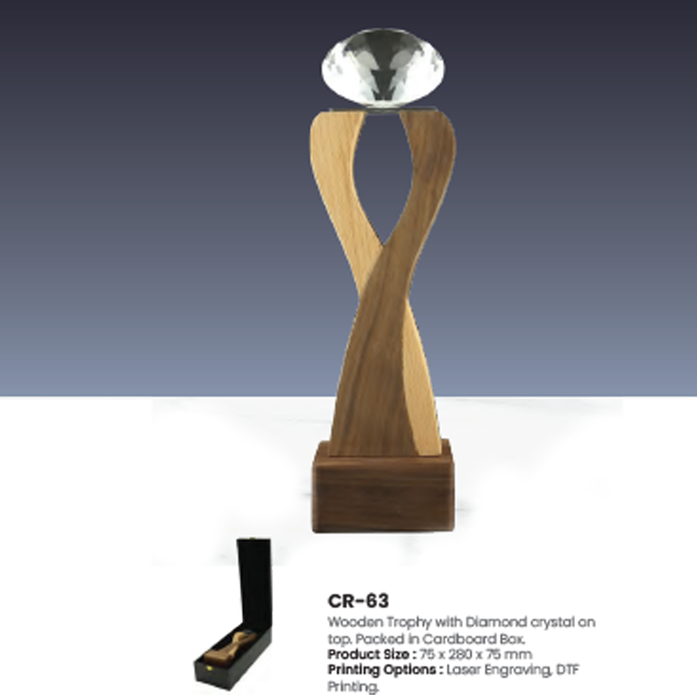 CR-63 Wooden Trophy with Diamond Crystal