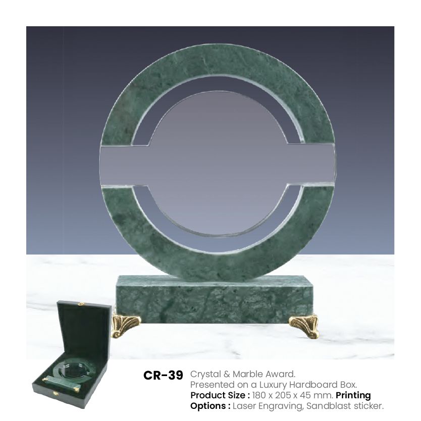 CR-39 Crystal & Marble Award Trophy | Custom Recognition Awards UAE