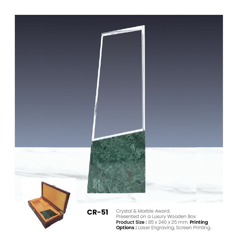 CR-51 Crystal & Marble Award Trophy with Wooden Box UAE