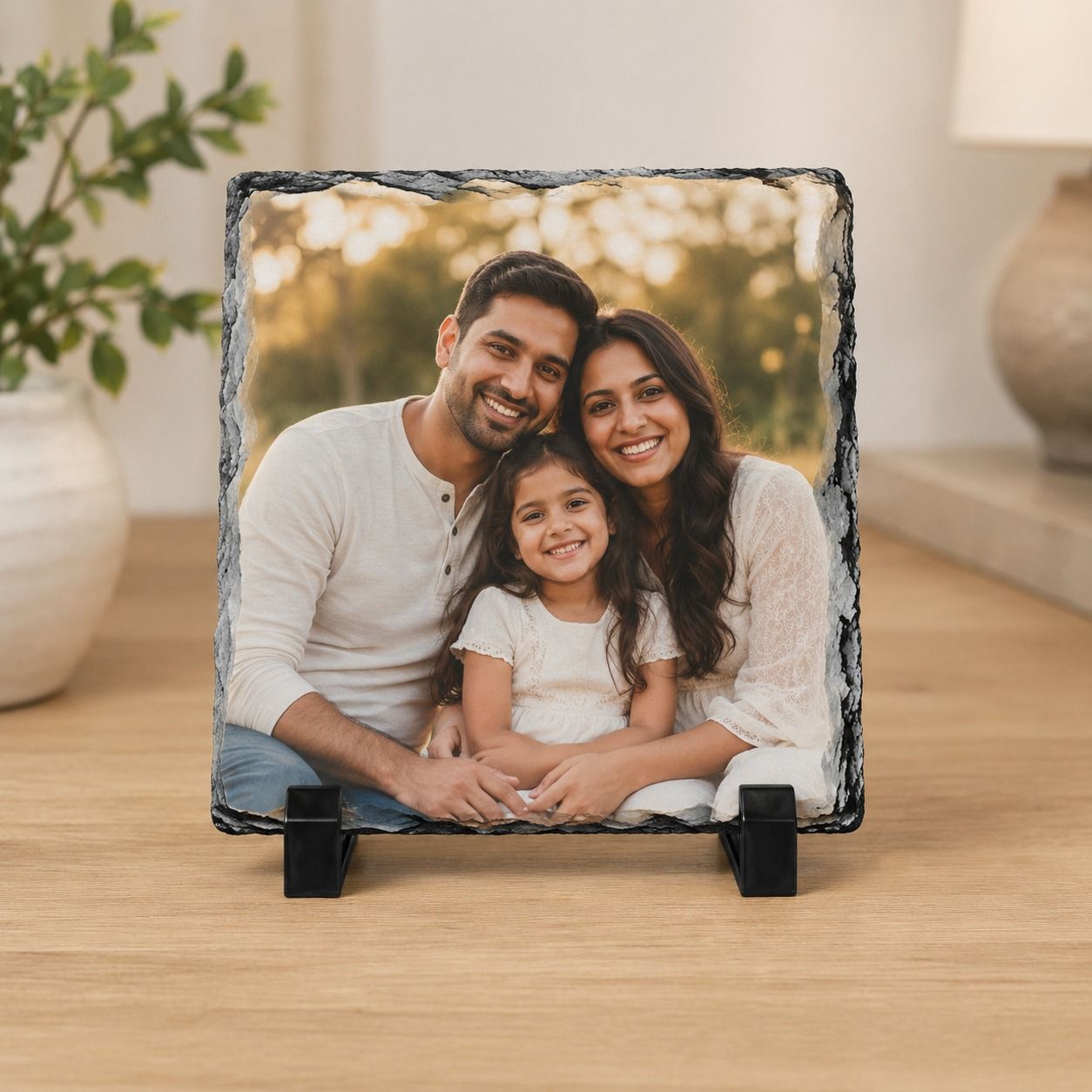 Custom Square Sublimation Photo Rock Slate with Display Stand | Personalized Stone Photo Print