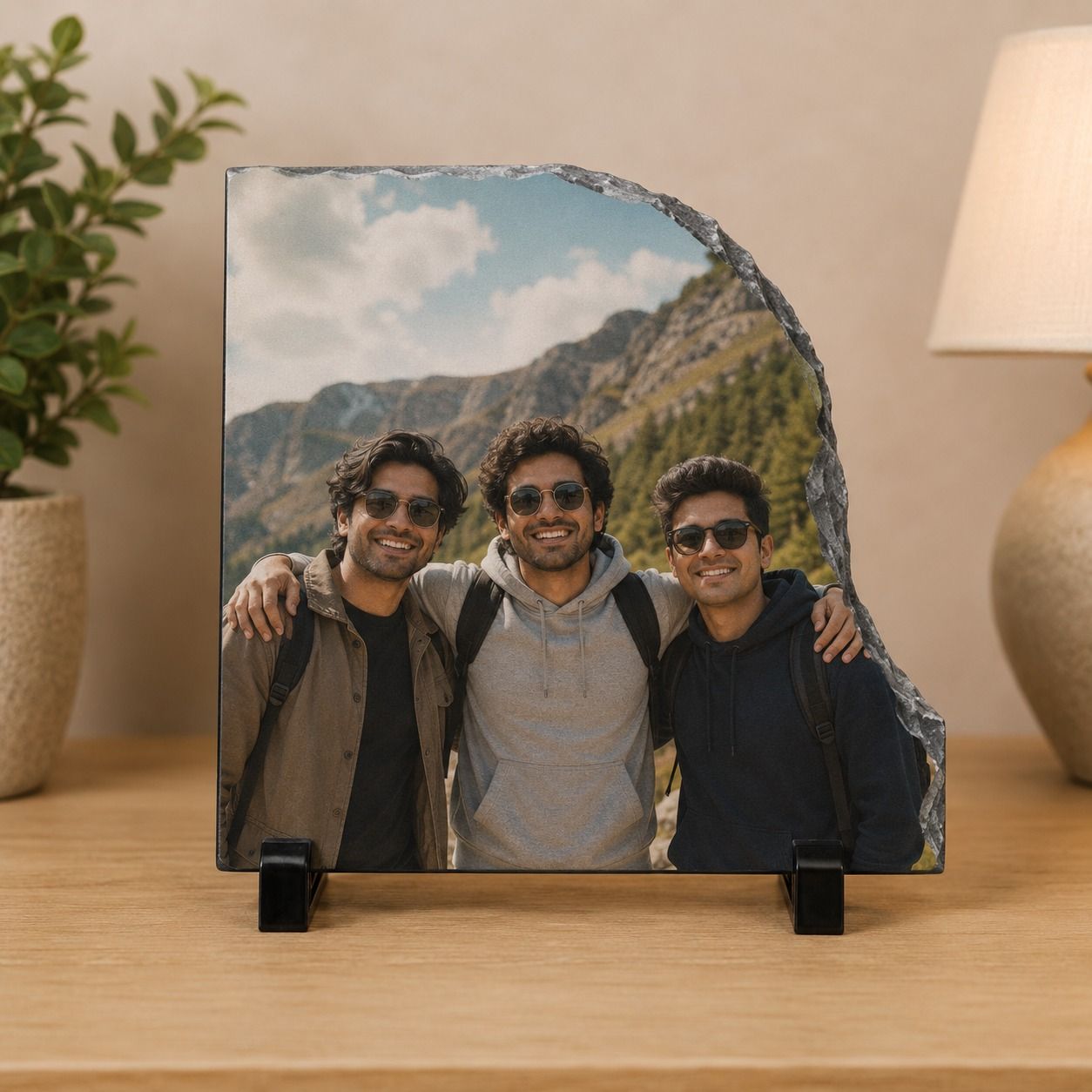Custom Sublimation Photo Rock Slate with Display Stand | Personalized Stone Photo Print