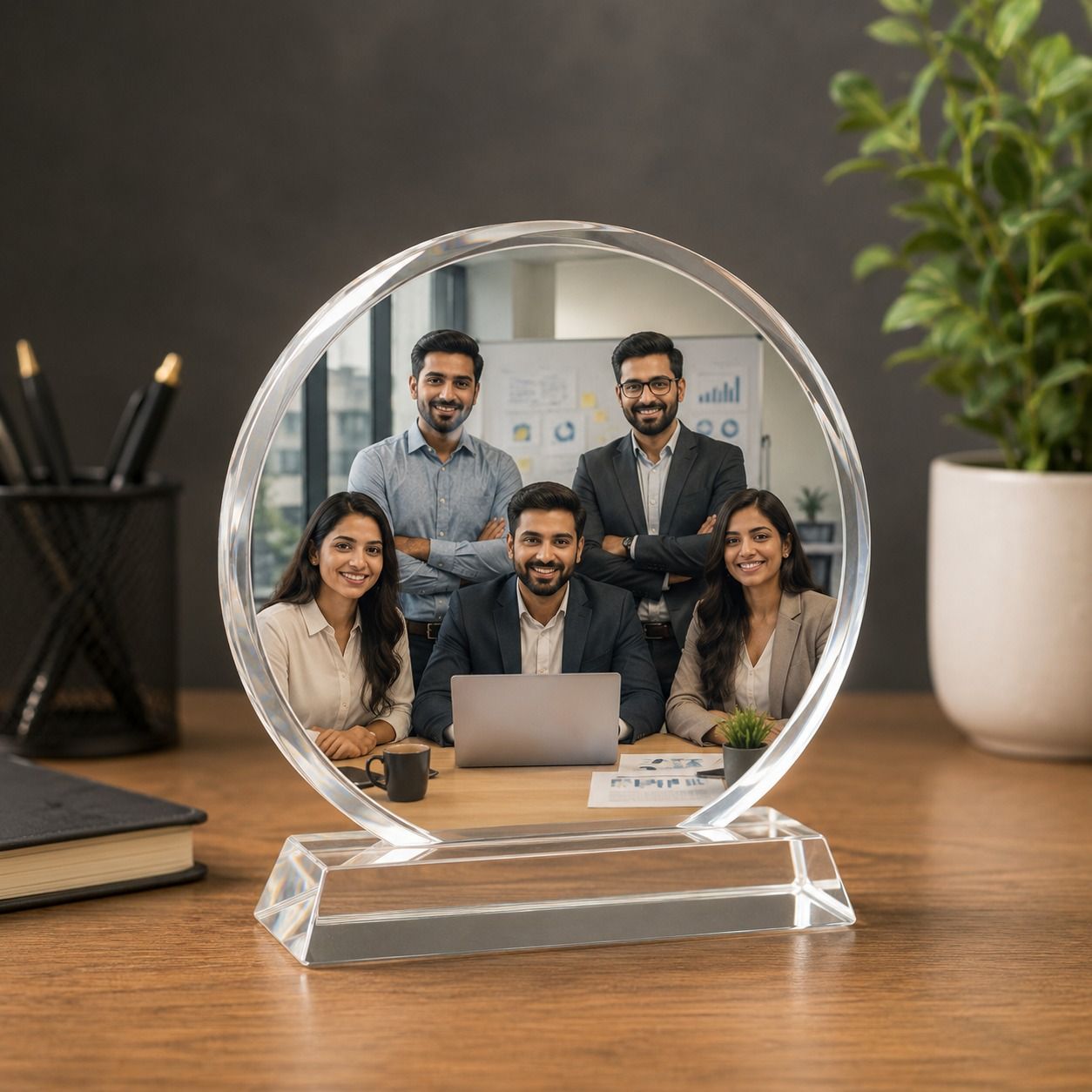 Custom Round Crystal Photo Plaque | Sublimation Crystal Award & Display
