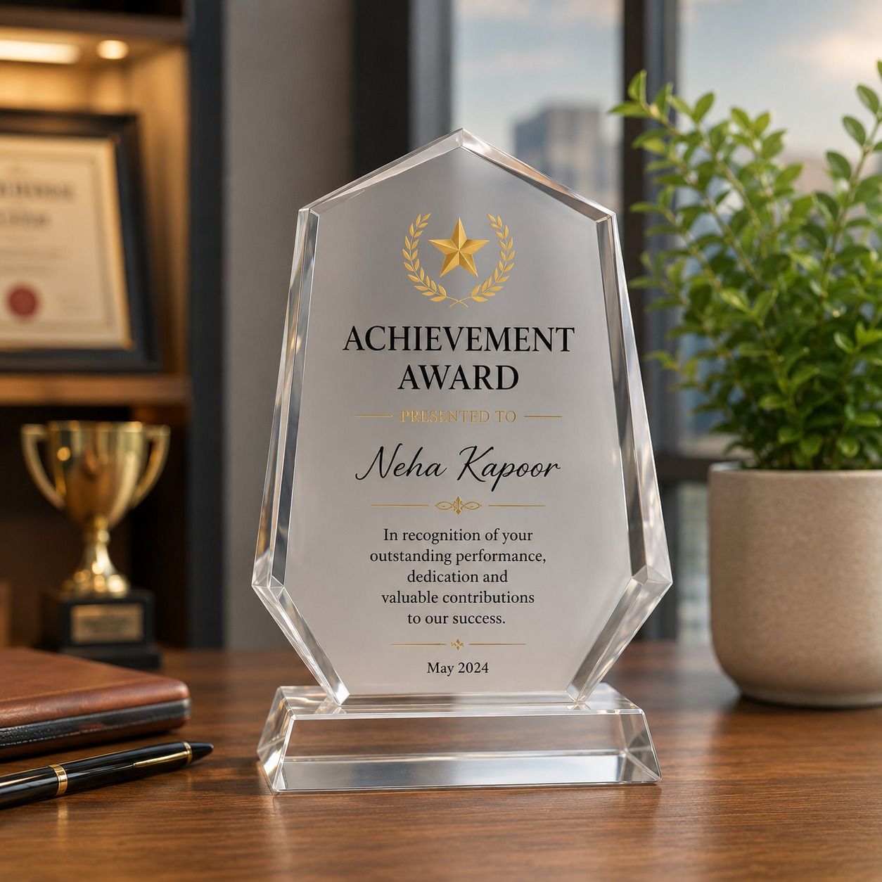 Custom Heptagon Crystal Photo Plaque | Sublimation Crystal Award & Keepsake