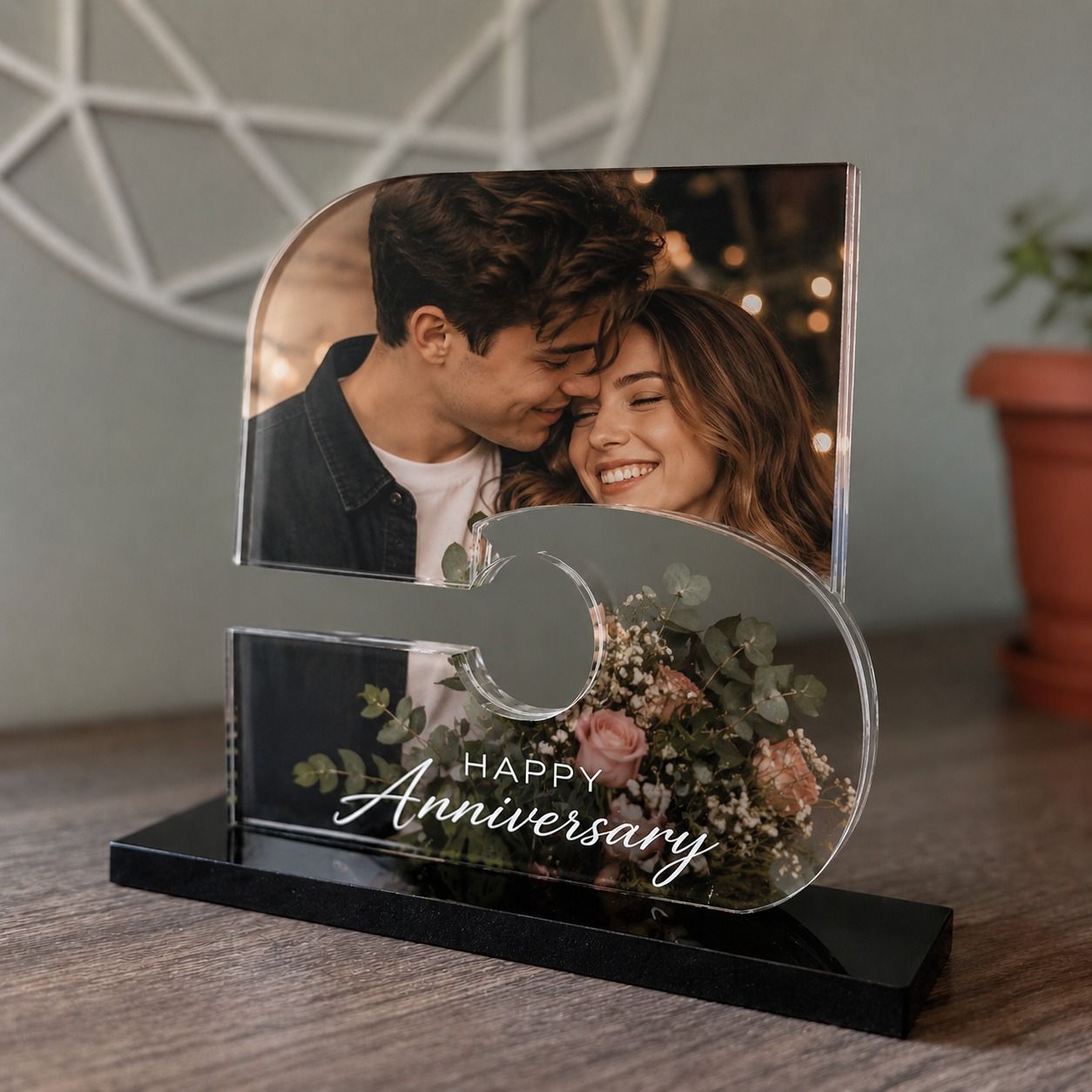 Personalized 5th Anniversary Acrylic Photo Plaque | Custom Wedding Anniversary Gift UAE