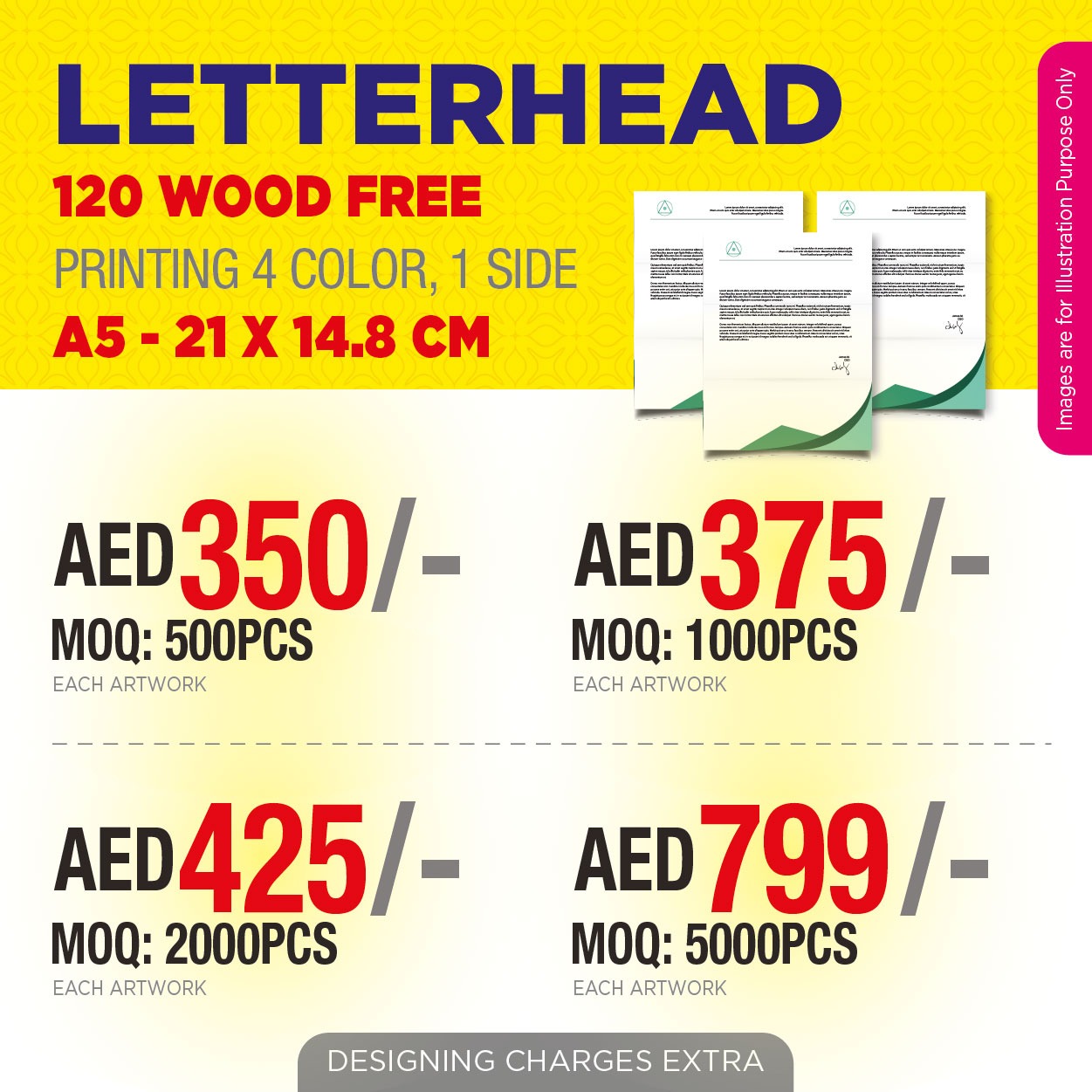 A5 Letterhead Printing UAE | 120 GSM Premium Woodfree Paper