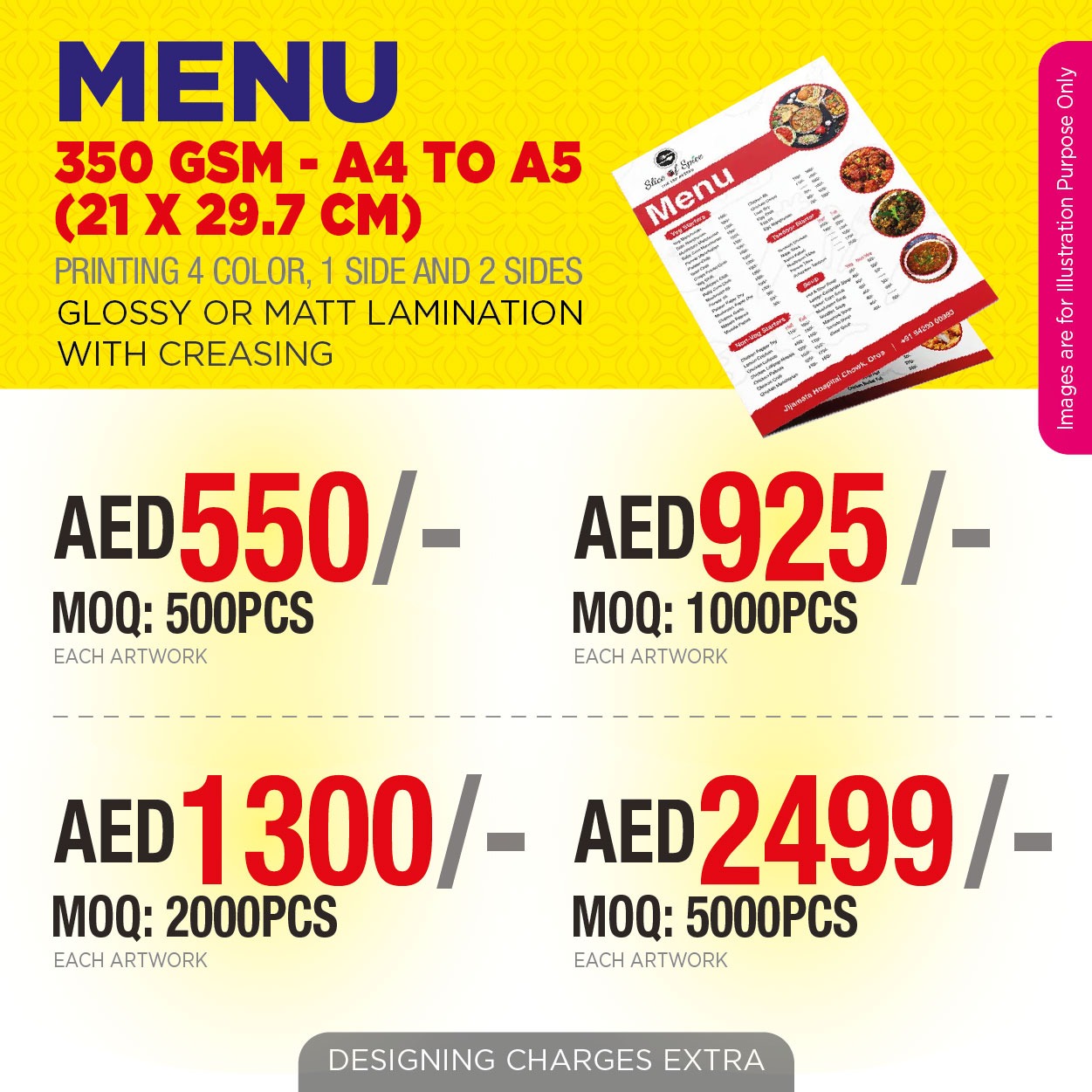 A4 to A5 Folded Menu Card Printing UAE | Premium Restaurant Menus