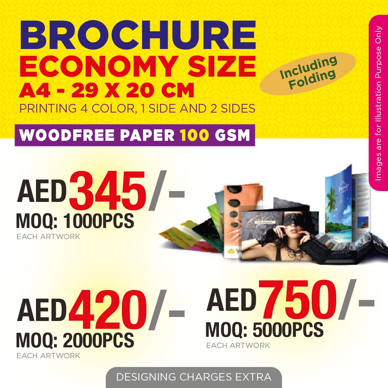 A4 Brochure Printing UAE | Economy Brochures on 100 GSM Paper
