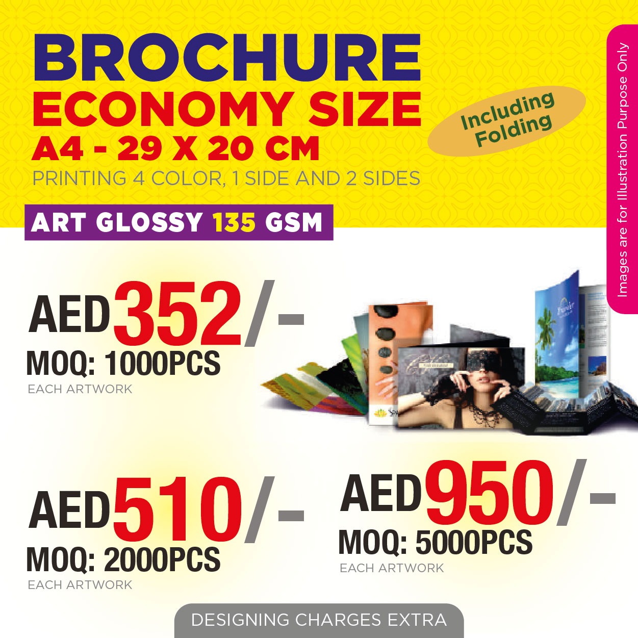 A4 Glossy Brochure Printing UAE | 135 GSM Art Glossy Paper