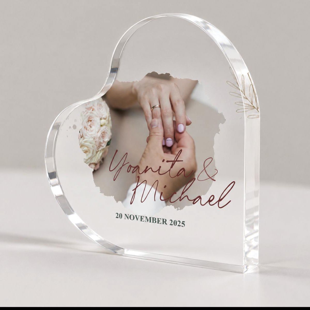 Personalized Acrylic Heart Plaque with Photo | Custom Wedding & Anniversary Keepsake Gift
